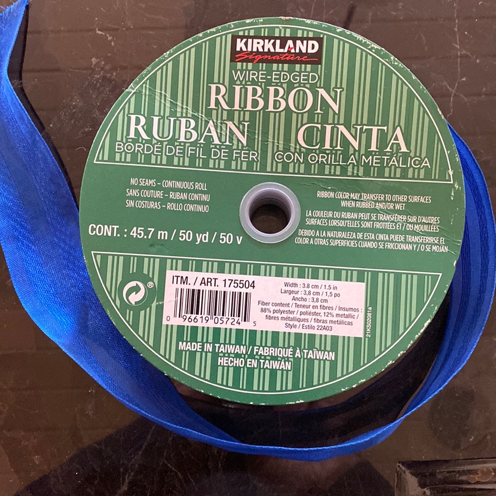Wired Ribbon Sheer Striped Royal Blue Kirkland Signat…